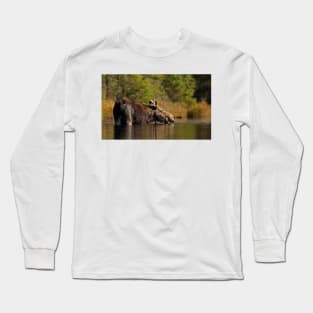 Swimming with Moose - Algonquin Park, Canada Long Sleeve T-Shirt